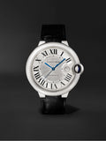  Shop Authentic Cartier Ballon Bleu de Cartier Silver Dial Black Leather Strap Watch for Men - WSBB0026 - Luxxuri