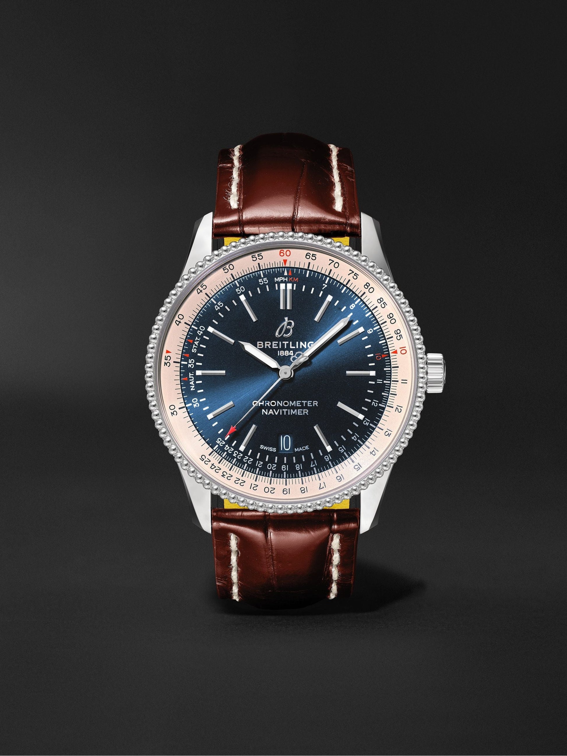  Shop Authentic Breitling Navitimer Automatic 38mm Blue Dial Brown Leather Strap Mens Watch - A17325211C1P2 - Luxxuri