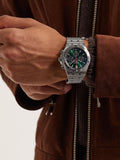  Shop Authentic Breitling Chronomat B01 42 Green Dial Silver Steel Strap Watch for Men - AB0134101L1A1 - Luxxuri