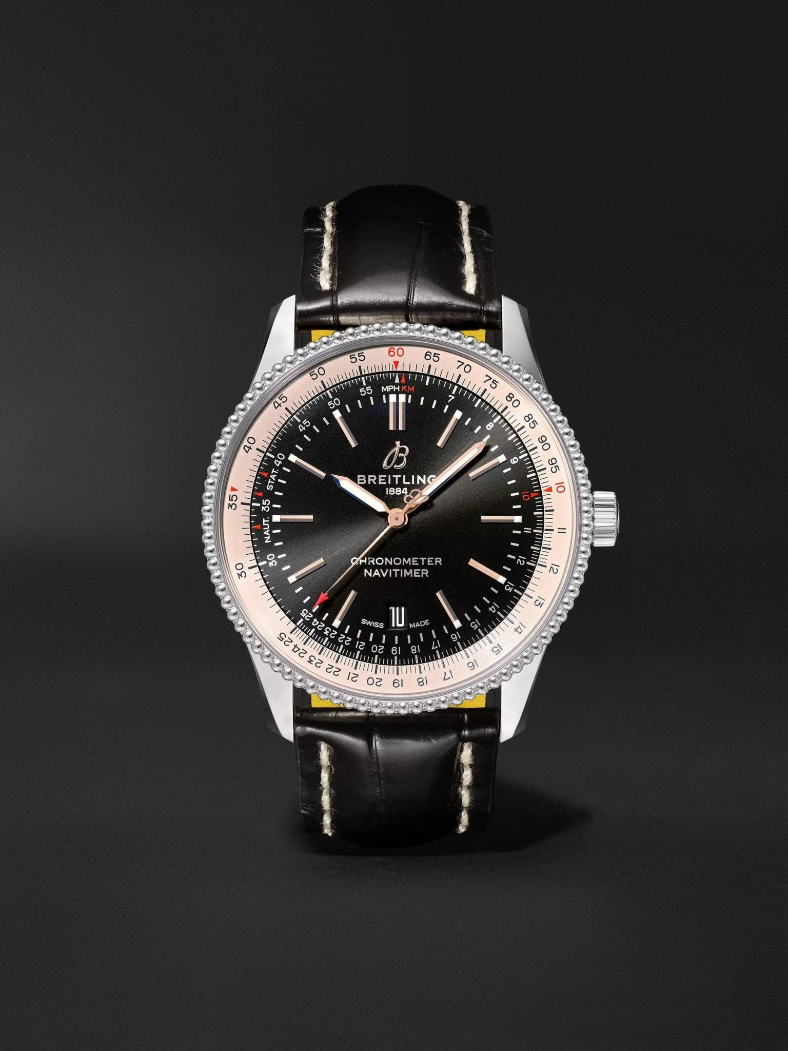  Shop Authentic Breitling Navitimer 1 Automatic 41mm Black Dial Black Leather Strap Mens Watch - A17326211B1P1 - Luxxuri