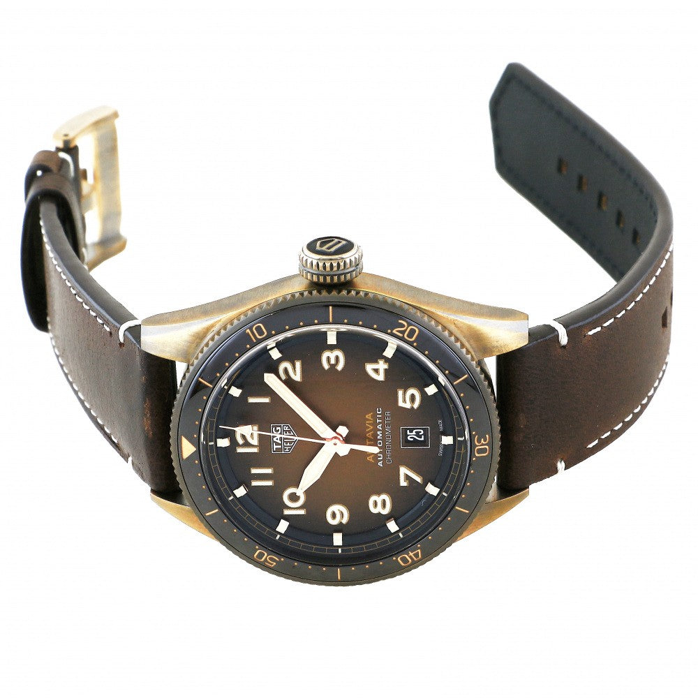  Shop Authentic Tag Heuer Autavia Brown Dial Brown Leather Strap Watch for Men - WBE5191.FC8276 - Luxxuri