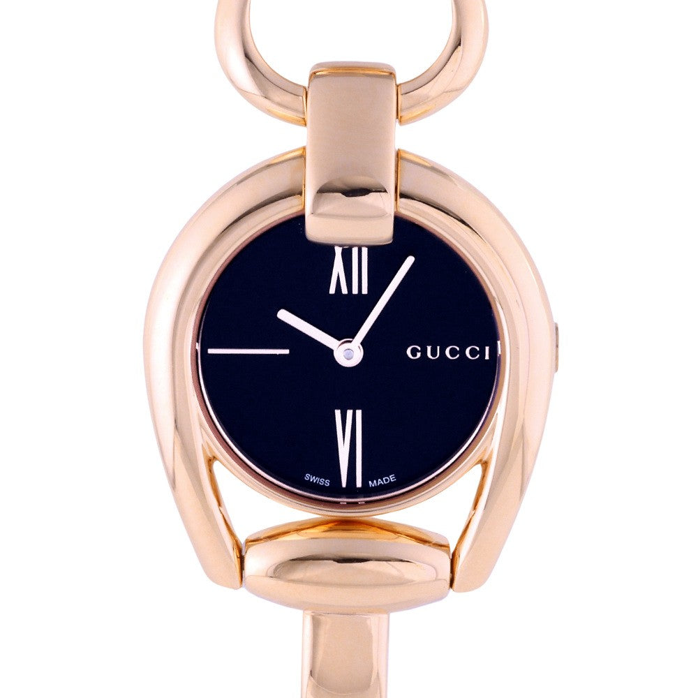  Shop Authentic Gucci Horsebit Collection Black Dial Rose Gold Steel Strap Watch For Women - YA139507 - Luxxuri
