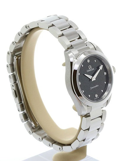  Shop Authentic Omega Seamaster Aqua Terra Quartz Diamond Black Dial Silver Steel Strap Watch for Women - 220.10.28.60.51.001 - Luxxuri