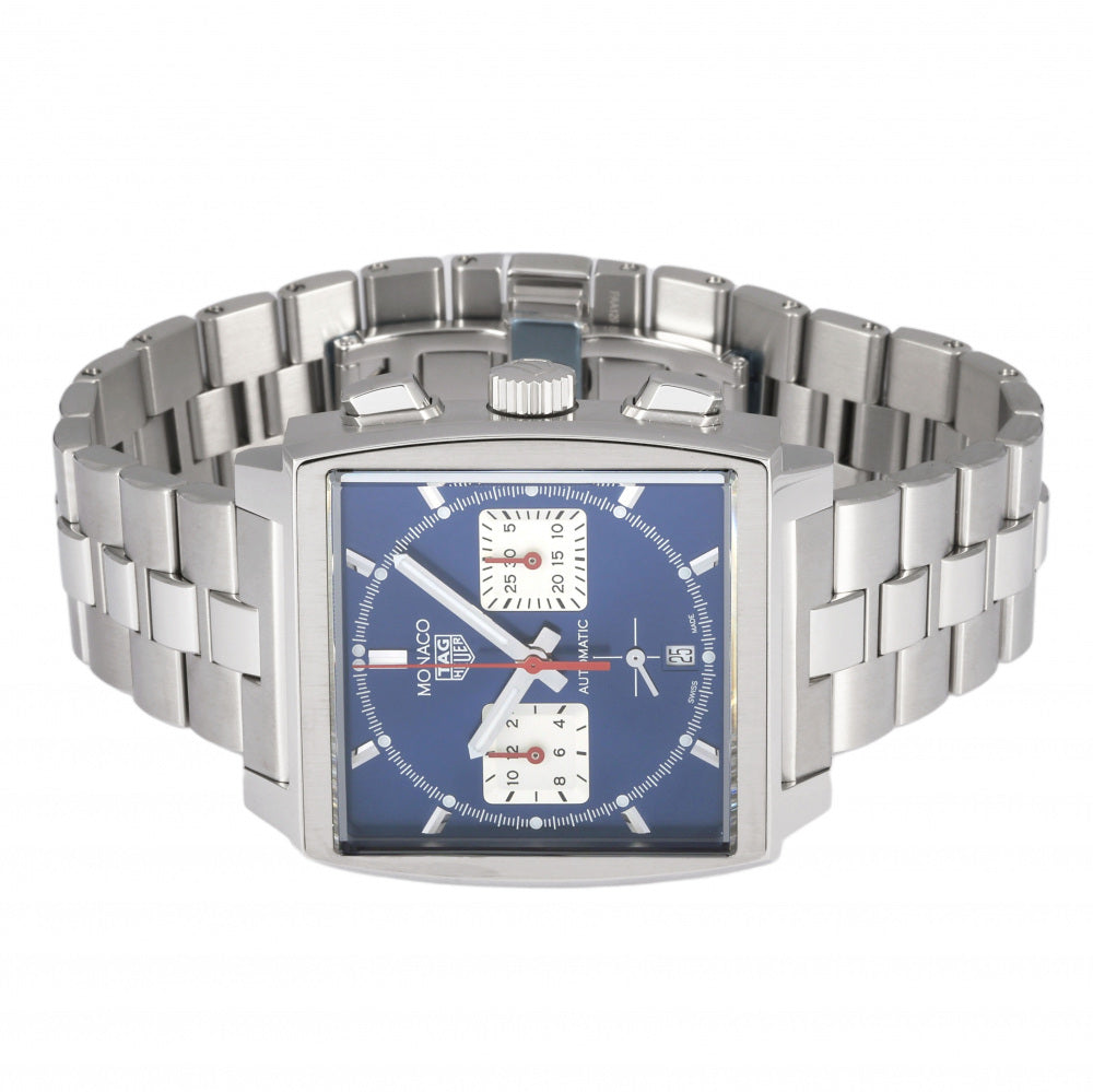  Shop Authentic Tag Heuer Monaco Automatic Chronograph Blue Dial Silver Steel Strap Watch for Men - CBL2111.BA0644 - Luxxuri