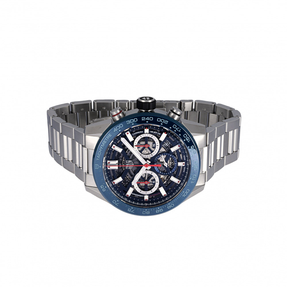  Shop Authentic Tag Heuer Carrera Chronograph Blue Dial Silver Steel Strap Watch for Men - CBG2A11.BA0654 - Luxxuri