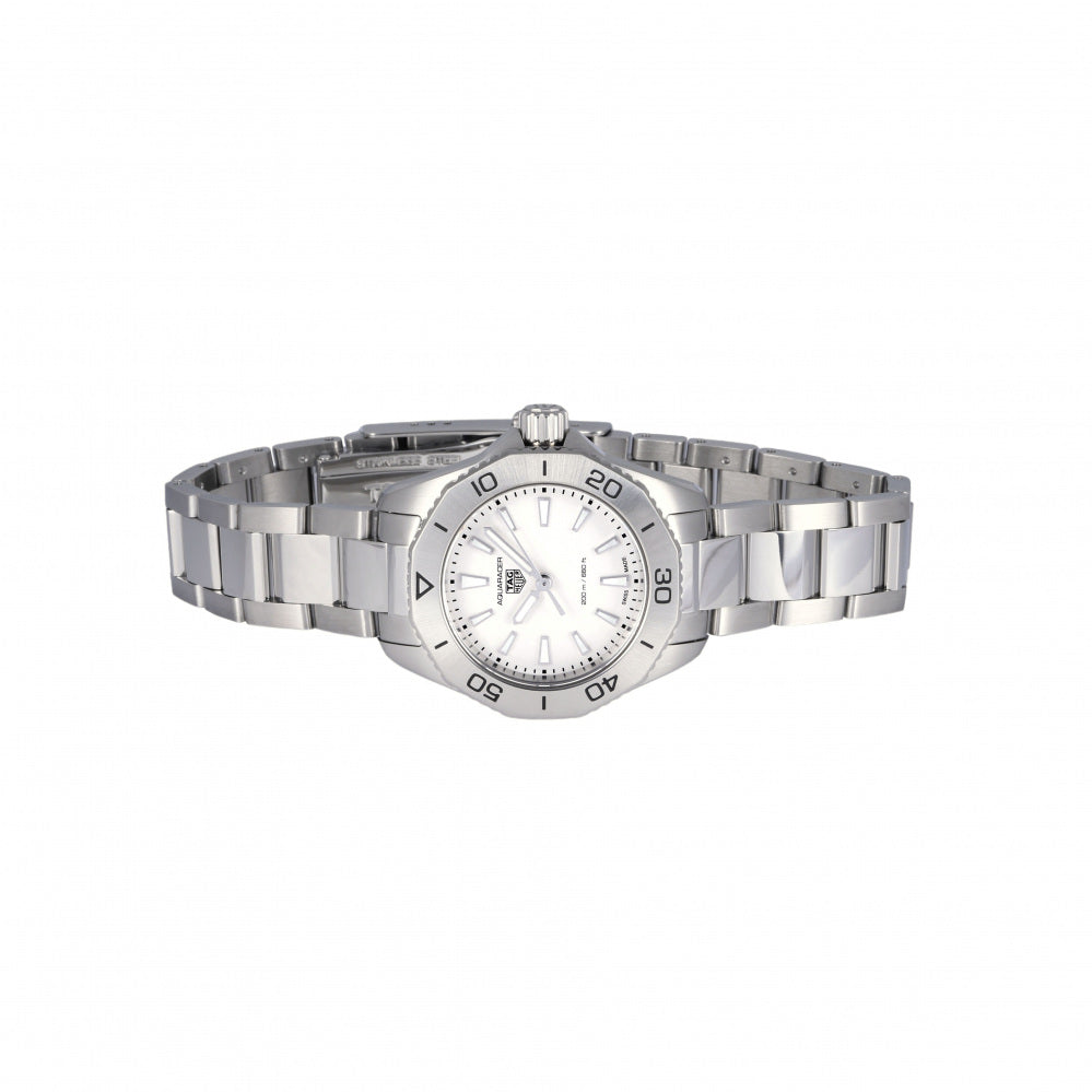  Shop Authentic Tag Heuer Aquaracer Professional 200 Quartz White Dial Silver Steel Strap Watch for Women - WBP1411.BA0622 - Luxxuri