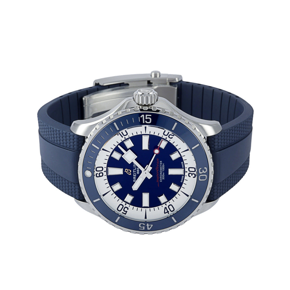  Shop Authentic Breitling Superocean Automatic 46 Blue Dial Blue Rubber Strap Watch for Men - A17378E71C1S1 - Luxxuri