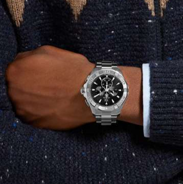  Shop Authentic Tag Heuer Aquaracer Chronograph Black Dial Silver Steel Strap Watch for Men - CAY1110.BA0927 - Luxxuri