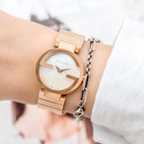  Shop Authentic Gucci G Interlocking Mother of Pearl Dial Rose Gold Steel Strap Watch For Women - YA133515 - Luxxuri
