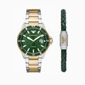  Shop Authentic Emporio Armani Diver Chronograph Green Dial Two Tone Steel Strap Watch For Men - AR80063 - Luxxuri