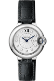  Shop Authentic Cartier Ballon Bleu de Cartier Diamonds Silver Dial Black Leather Strap Watch for Women - W4BB0008 - Luxxuri