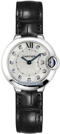  Shop Authentic Cartier Ballon Bleu de Cartier Diamonds Silver Dial Black Leather Strap Watch for Women - W4BB0008 - Luxxuri