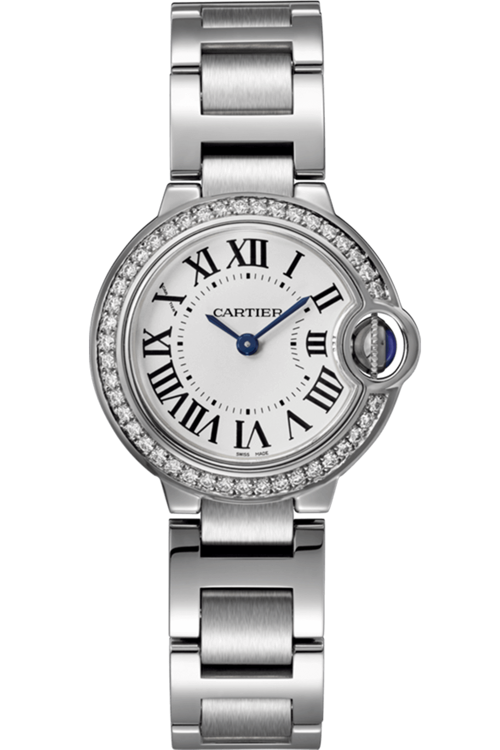  Shop Authentic Cartier Ballon Bleu De Cartier Diamonds White Dial Silver Steel Strap Watch for Women - W4BB0015 - Luxxuri