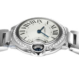  Shop Authentic Cartier Ballon Bleu De Cartier Diamonds White Dial Silver Steel Strap Watch for Women - W4BB0015 - Luxxuri