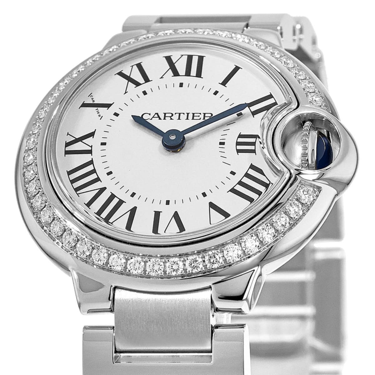 Shop Authentic Cartier Ballon Bleu De Cartier Diamonds White Dial Silver Steel Strap Watch for Women - W4BB0015 - Luxxuri