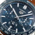  Shop Authentic Tag Heuer Carrera Automatic Chronograph Blue Dial Brown Leather Strap Watch for Men - CBN2A1A.FC6537 - Luxxuri