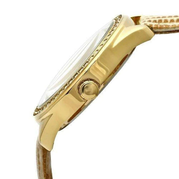  Shop Authentic Guess Mini Triangle Quartz White Dial Gold Leather Strap Watch For Women - W70015l1 - Luxxuri