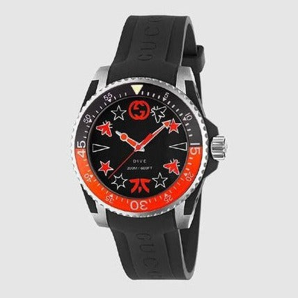  Shop Authentic Gucci Dive Limited Edition Black Dial Black Rubber Strap Unisex Watch - YA136333 - Luxxuri
