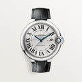  Shop Authentic Cartier Ballon Bleu de Cartier Silver Dial Black Leather Strap Watch for Men - WSBB0026 - Luxxuri