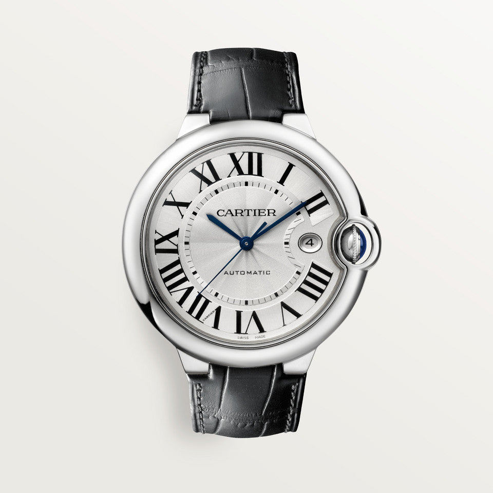  Shop Authentic Cartier Ballon Bleu de Cartier Silver Dial Black Leather Strap Watch for Men - WSBB0026 - Luxxuri