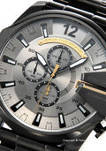 Shop Authentic Diesel Mega Chief Chronograph Grey Dial Black Steel Strap Watch For Men - DZ4479 - Luxxuri