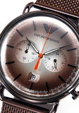  Shop Authentic Emporio Armani Aviator Chronograph Grey Dial Brown Mesh Bracelet Watch For Men - AR11169 - Luxxuri