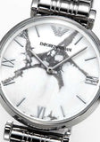  Shop Authentic Emporio Armani Gianni T Bar White Marble Dial Silver Steel Strap Watch For Women - AR11170 - Luxxuri