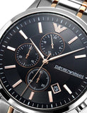  Shop Authentic Emporio Armani Renato Chronograph Black Dial Two Tone Steel Strap Watch For Men - AR11165 - Luxxuri