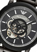 Shop Authentic Emporio Armani Meccanico Automatic Black Dial Black Steel Strap Watch For Men - AR60010 - Luxxuri
