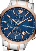  Shop Authentic Emporio Armani Renato Chronograph Blue Dial Two Tone Steel Strap Watch For Men - AR80025 - Luxxuri
