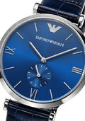  Shop Authentic Emporio Armani Gianni T Bar Quartz Blue Dial Blue Leather Strap Watch For Men - AR11300 - Luxxuri