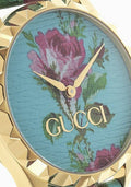  Shop Authentic Gucci G Timeless Floral Turquoise Dial Turquoise Leather Strap Watch For Women - YA1264085 - Luxxuri