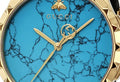 Gucci G Timeless Turquoise Blue Dial Black Leather Strap Watch For Men - YA126462