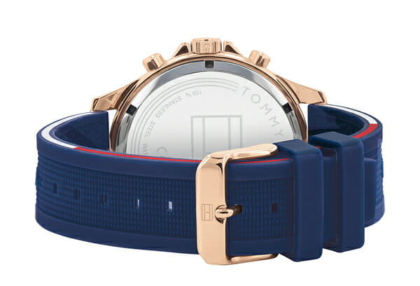  Shop Authentic Tommy Hilfiger Bank Multifunction Quartz White Dial Blue Rubber Strap Watch for Men - 1791778 - Luxxuri