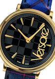  Shop Authentic Versace V-Circle Black Dial Blue Leather Strap Watch for Women - VE8100218 - Luxxuri