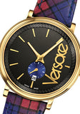  Shop Authentic Versace V-Circle The Clans Edition Black Dial Red & Blue Leather Strap Watch for Women - VEBQ00218 - Luxxuri