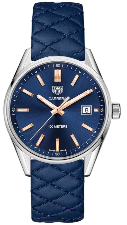  Shop Authentic Tag Heuer Carrera Quartz Blue Dial Blue Calfskin Leather Strap Watch for Women - WAR1112.FC6391 - Luxxuri