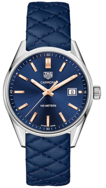  Shop Authentic Tag Heuer Carrera Quartz Blue Dial Blue Calfskin Leather Strap Watch for Women - WAR1112.FC6391 - Luxxuri