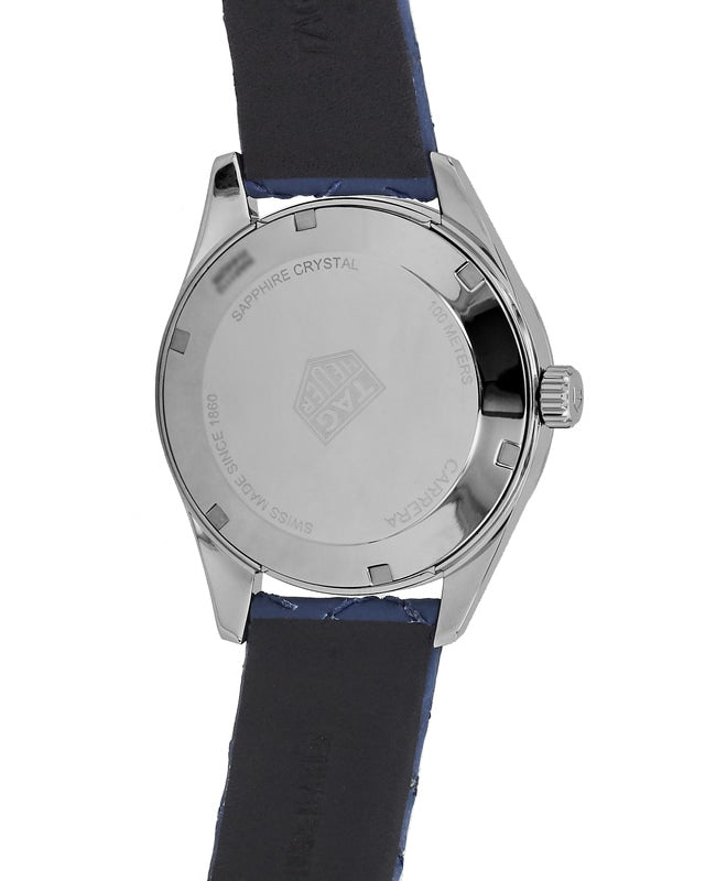  Shop Authentic Tag Heuer Carrera Quartz Blue Dial Blue Calfskin Leather Strap Watch for Women - WAR1112.FC6391 - Luxxuri