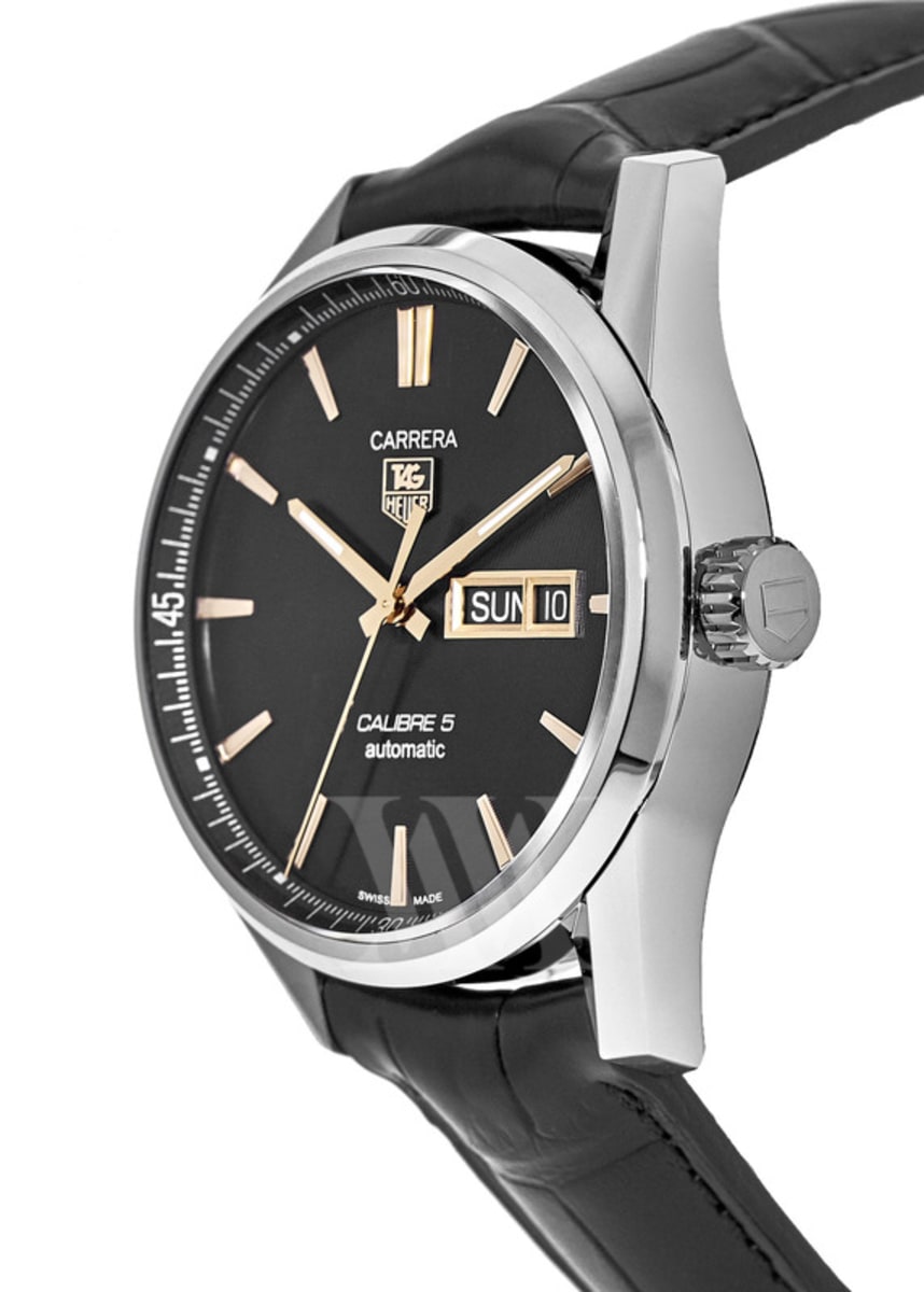  Shop Authentic Tag Heuer Carrera Calibre 5 Automatic Black Dial Black Leather Strap Watch for Men - WAR201C.FC6266 - Luxxuri