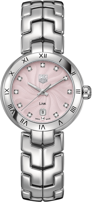  Shop Authentic Tag Heuer Link Diamonds Pink Dial Silver Steel Strap Watch for Women - WAT1415.BA0954 - Luxxuri