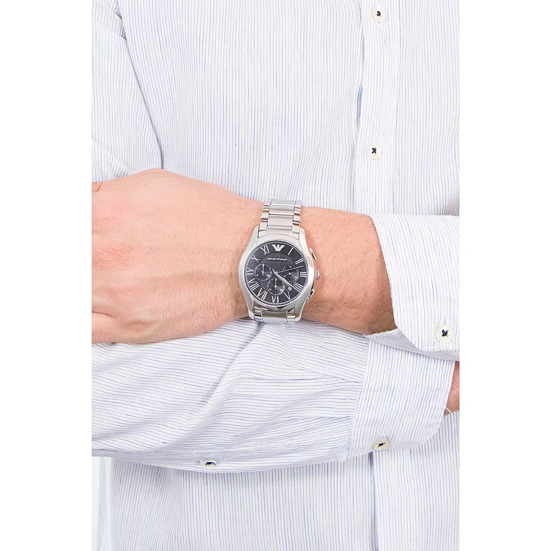  Shop Authentic Emporio Armani Valente Chronograph Quartz Black Dial Silver Steel Strap Watch For Men - AR11083 - Luxxuri