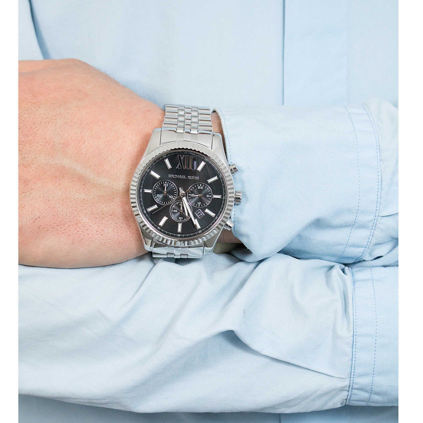  Shop Authentic Michael Kors Lexington Chronograph Black Dial Black Steel Strap Watch For Men - MK8602 - Luxxuri