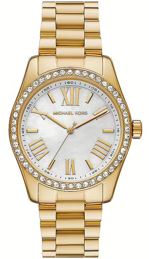  Shop Authentic Michael Kors Lexington Mother of Pearl White Dial Gold Steel Strap Watch for Women - MK1079 - Luxxuri