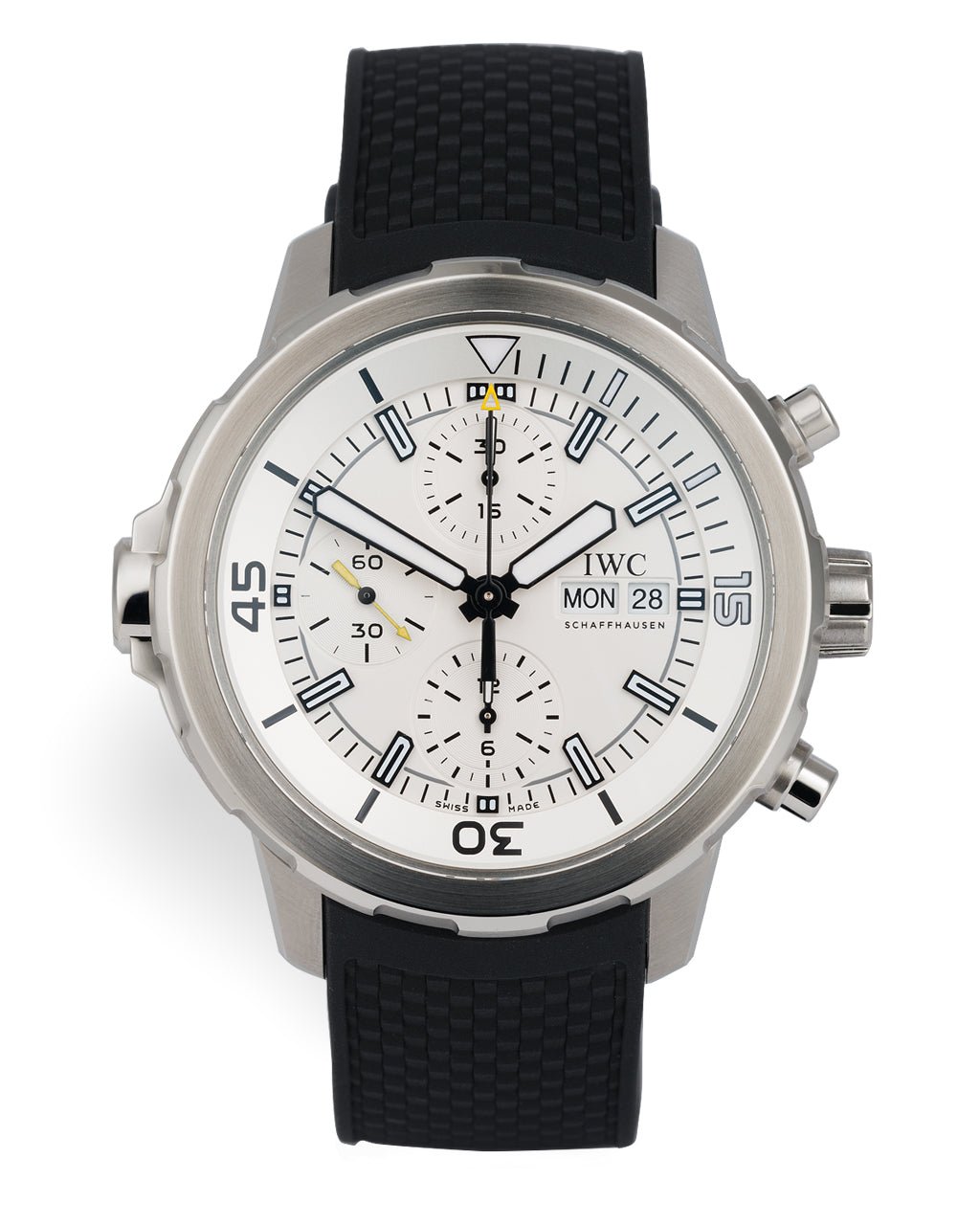  Shop Authentic IWC Aquatimer Chronograph White Dial Black Rubber Strap Watch for Men - IW376801 - Luxxuri