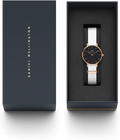  Shop Authentic Daniel Wellington Classic Petite Dover Black Dial White NATO Strap Watch For Women - DW001000314 - Luxxuri