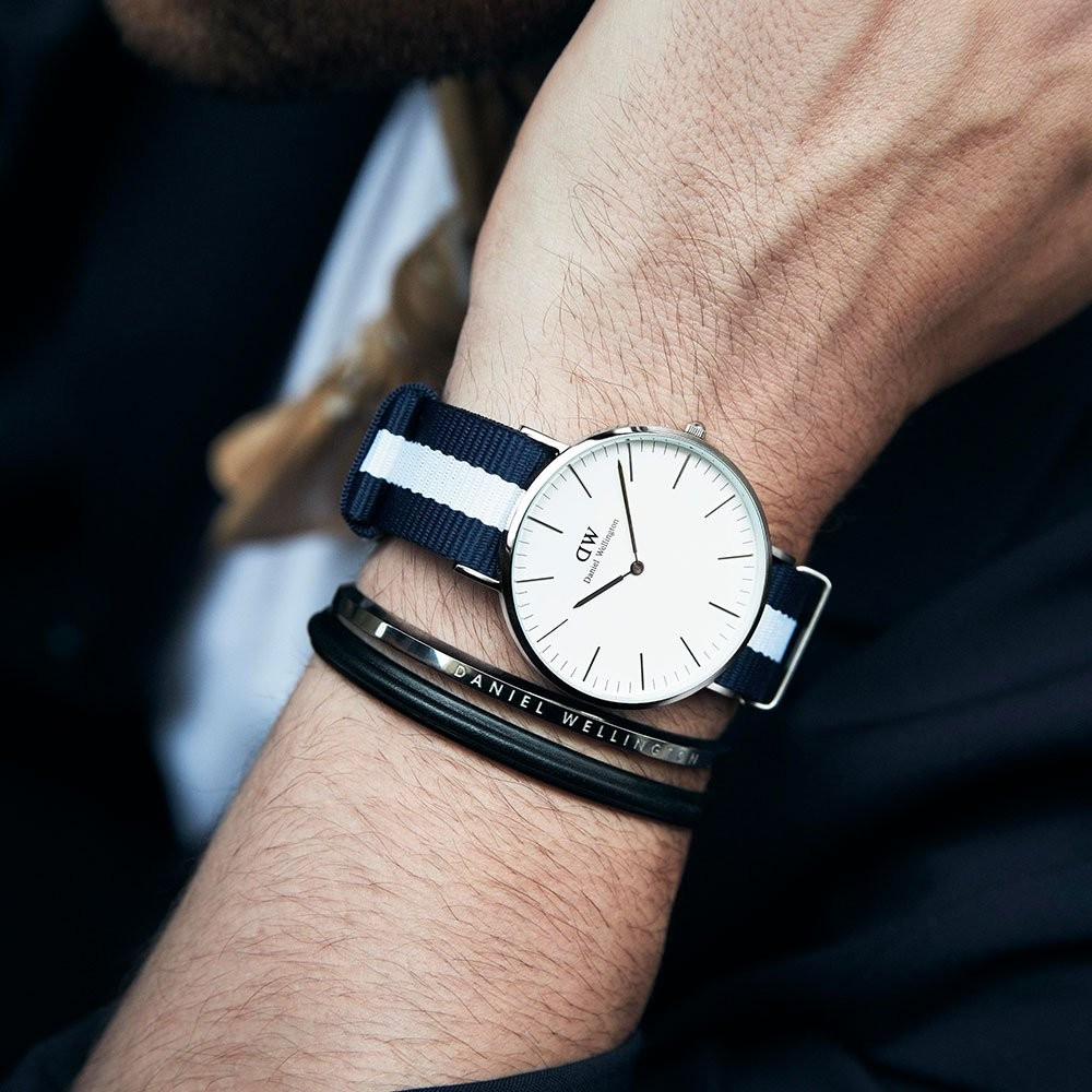  Shop Authentic Daniel Wellington Classic Glasgow White Dial Two Tone NATO Strap Watch for Men - DW00100004 - Luxxuri