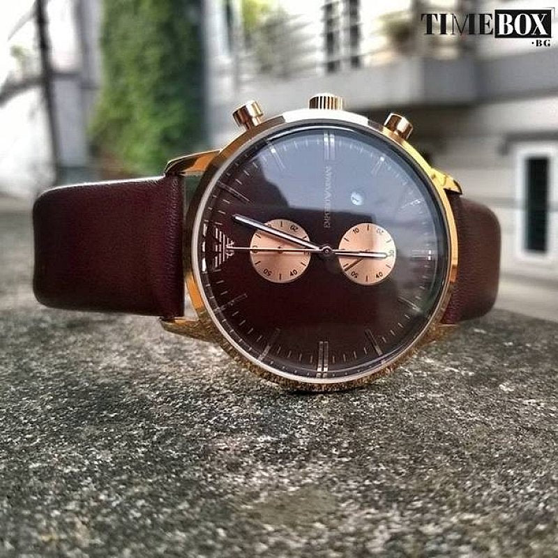  Shop Authentic Emporio Armani Classic Chronograph Brown Dial Brown Leather Strap Watch For Men - AR0387 - Luxxuri