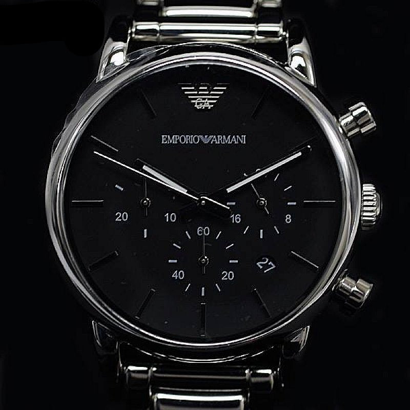  Shop Authentic Emporio Armani Chronograph Black Dial Silver Steel Strap Watch For Men - AR1853 - Luxxuri