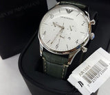  Shop Authentic Emporio Armani Classic Chronograph Silver Dial Grey Leather Strap Watch For Men - AR1861 - Luxxuri